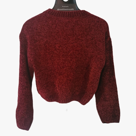 N by Nancy Red Chenille Cropped Sweater - Picture 4 of 6